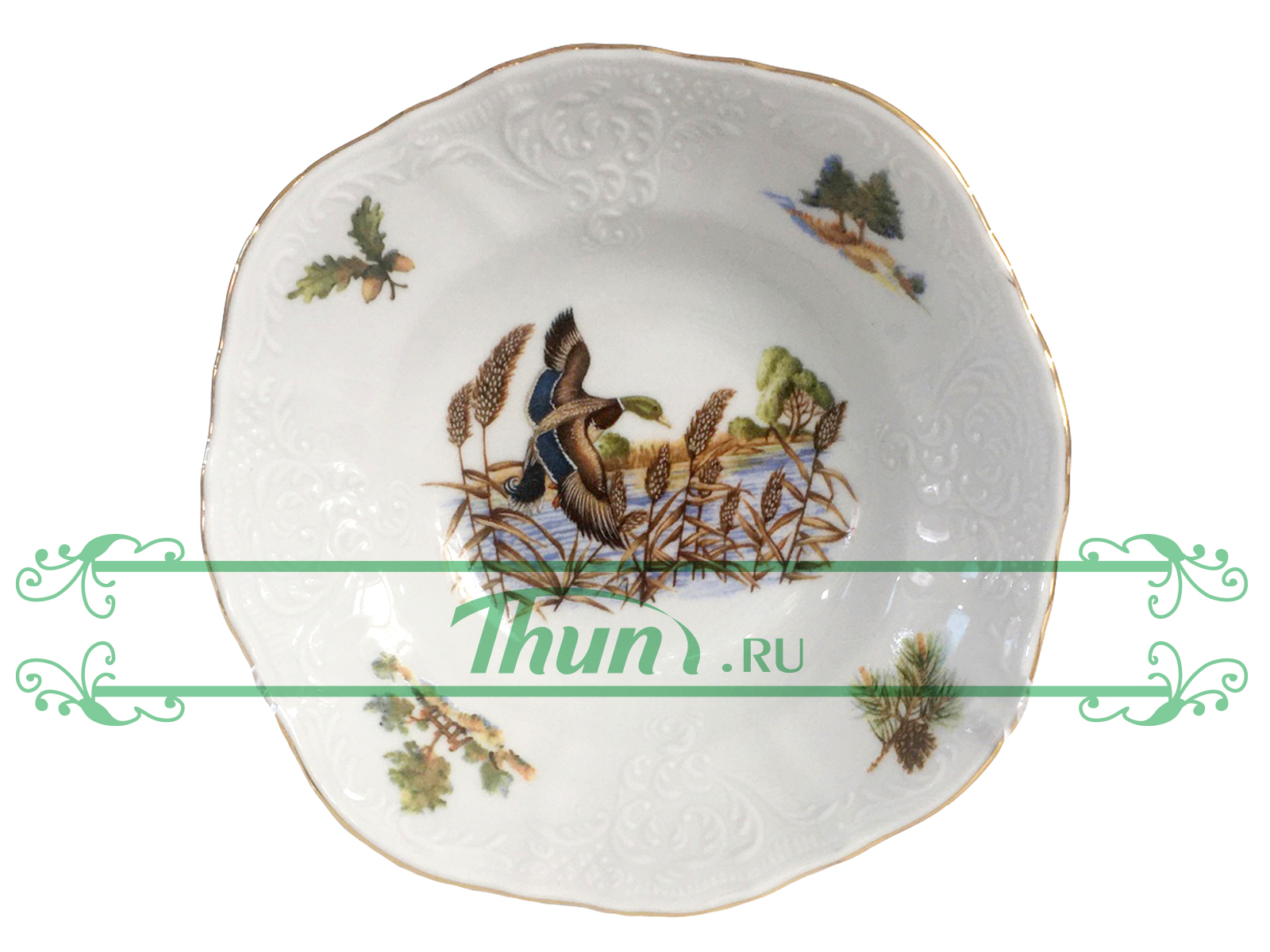 картинка Салатник круглый 23 см, Bernadotte; декор "Охотничьи сюжеты" (БЕР0052) от интернет-магазина Thun