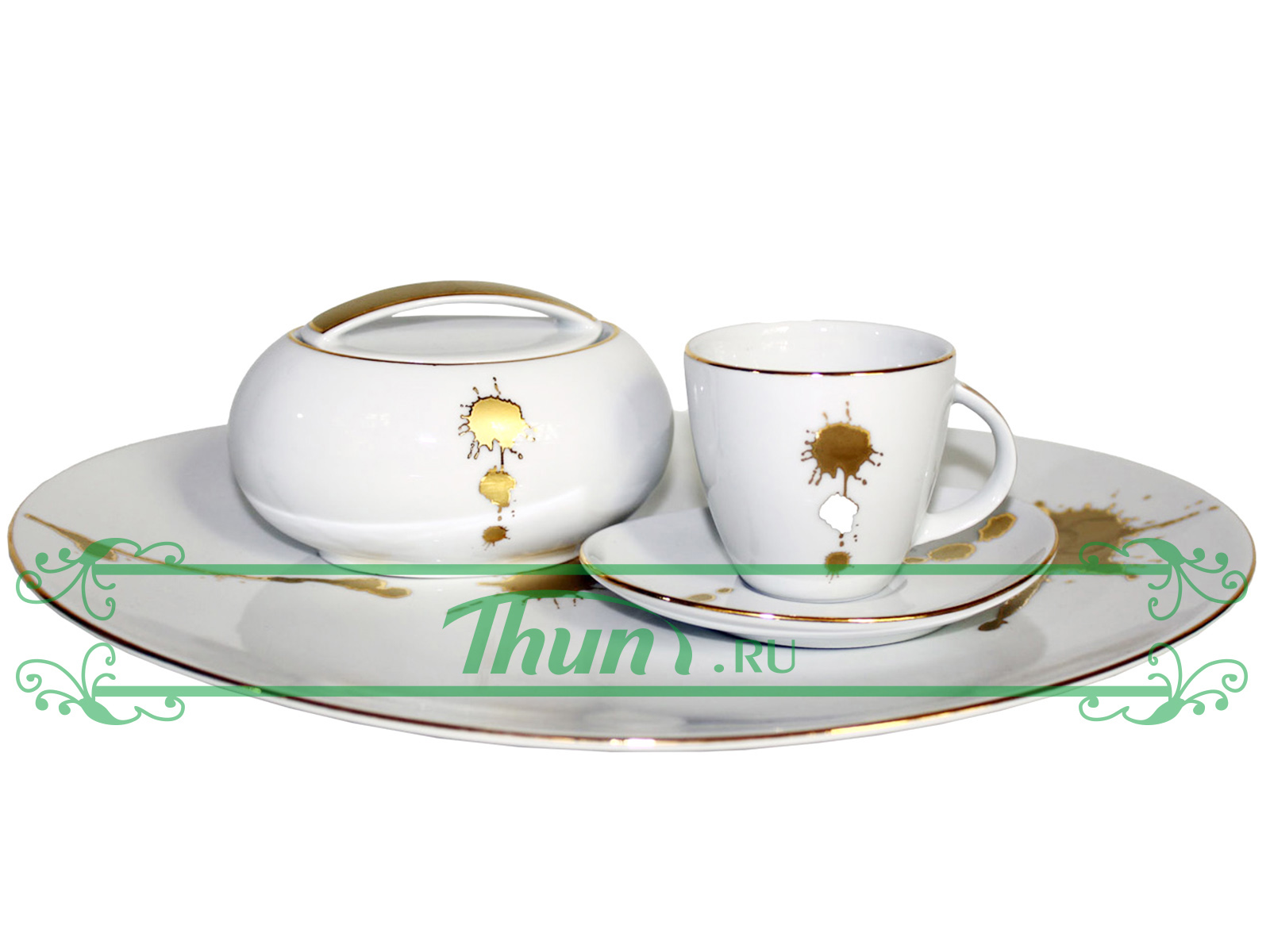 картинка Сервиз 4/1 Thun 1794 Loos Золотые брызги (ЛОС0021) от интернет-магазина Thun
