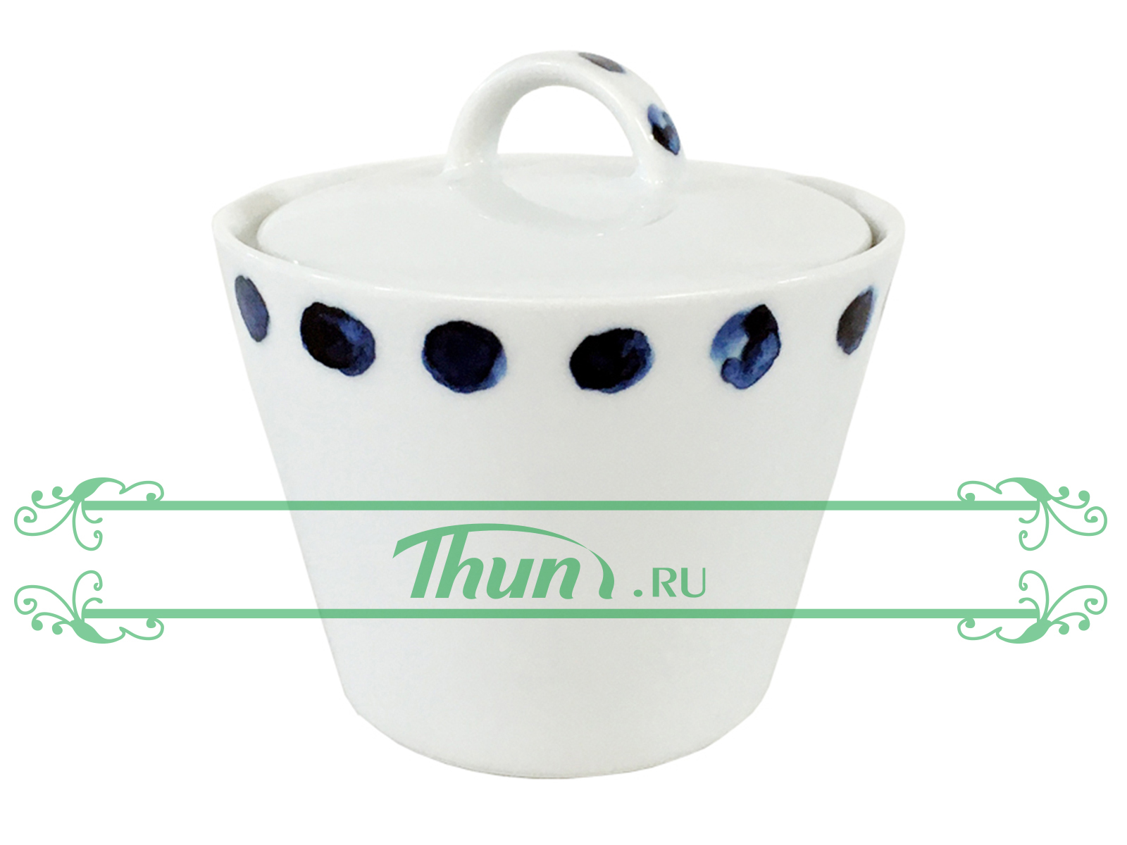 картинка Сахарница Thun 1794 Tom Синий горошек (ТОМ0064) от интернет-магазина Thun