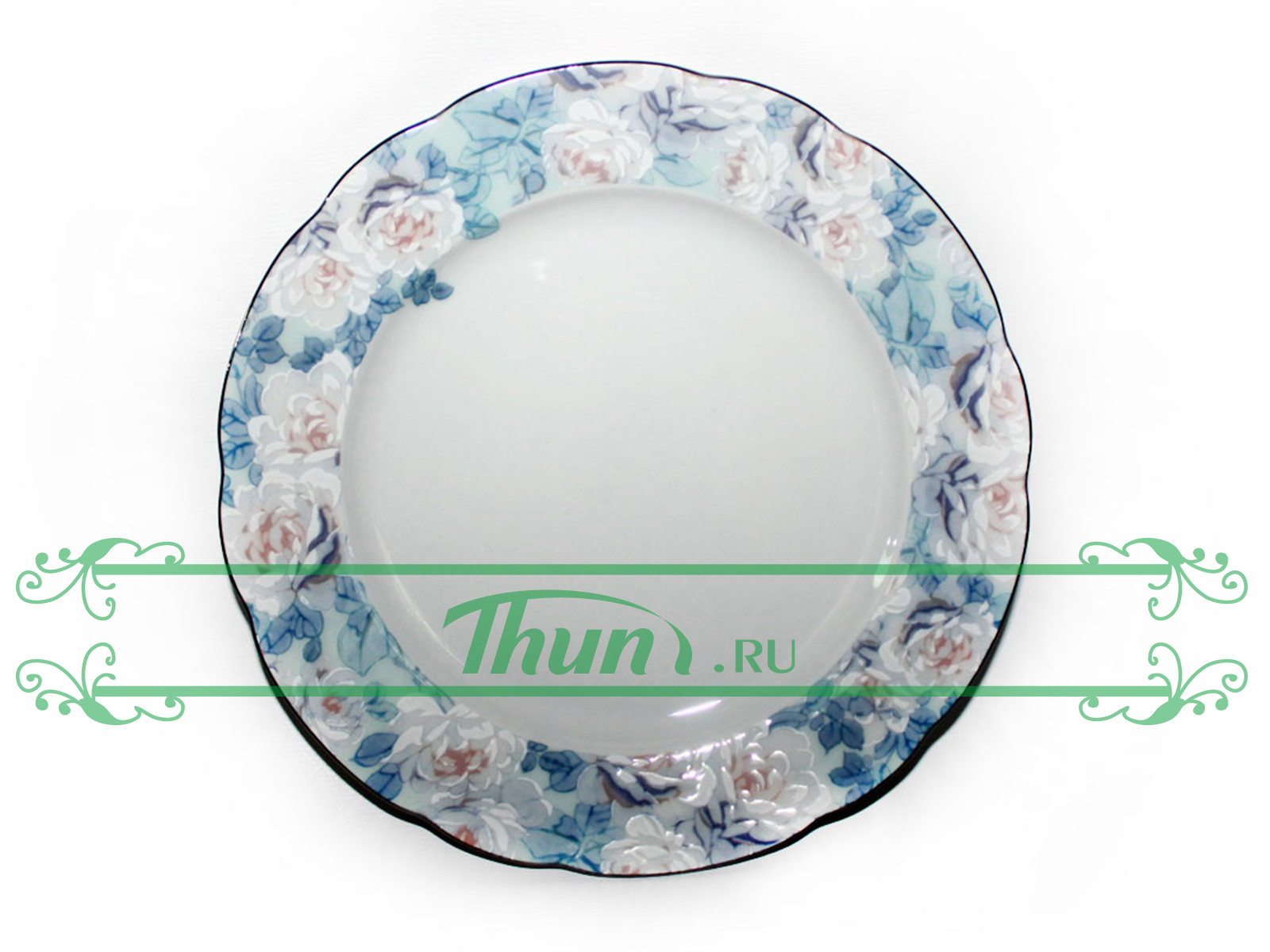 картинка Набор тарелок столовых 21 см 6/6 Thun 1794 Роза Голубая роза,отводка платина (РОС0069) от интернет-магазина Thun